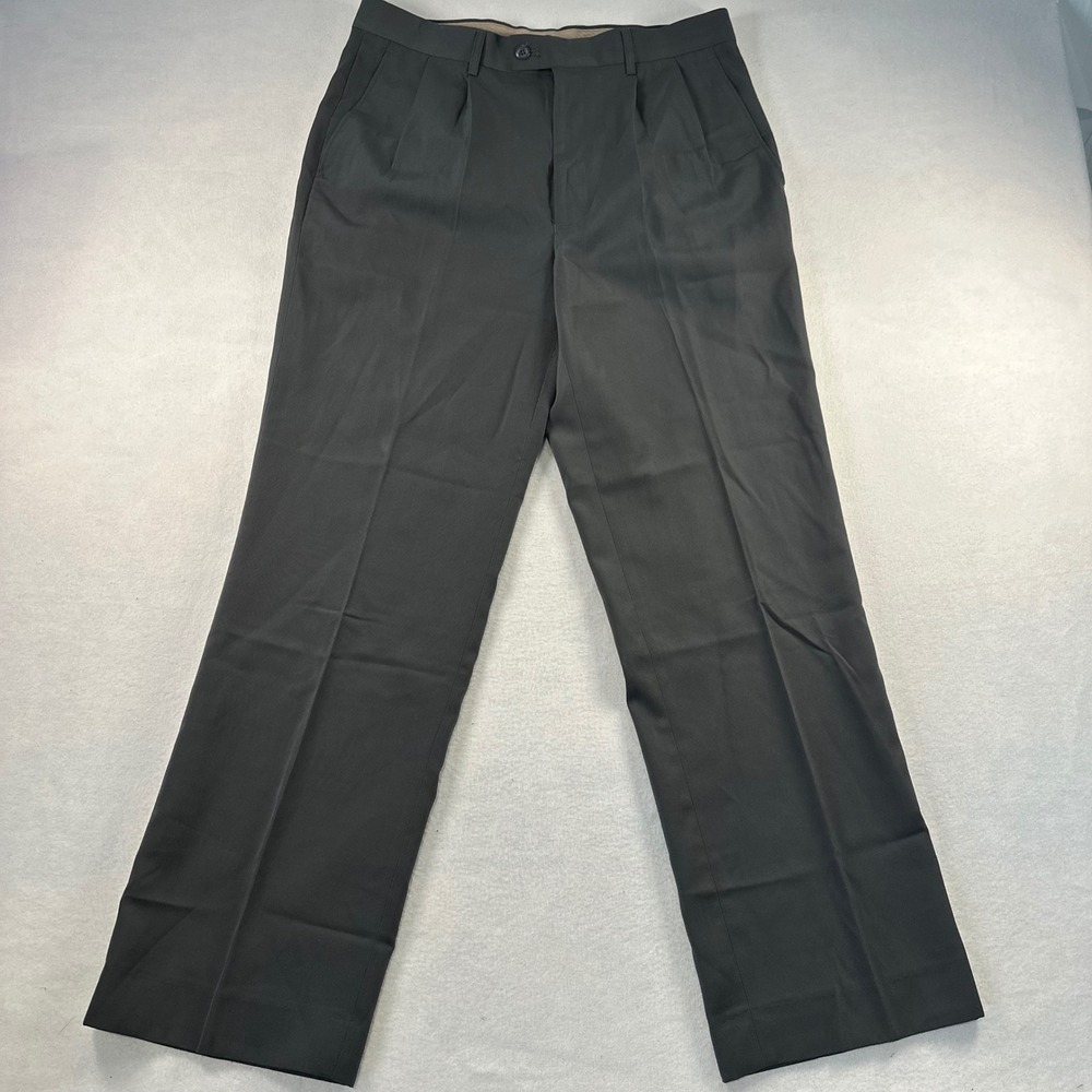 Executive Series Pleated Dress Pants Charcoal Gray 34x31 Straight Leg Trousers